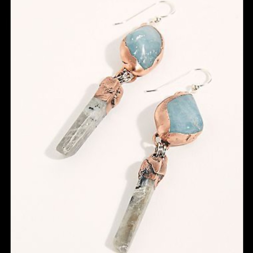 Free People Copper, Crystal Quartz, And Labradorite Dangle Earrings - Picture 3 of 11